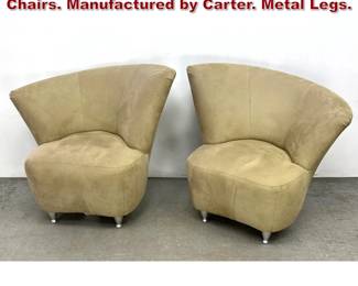 Lot 934 Pair Decorator Florina Lounge Chairs. Manufactured by Carter. Metal Legs. 
