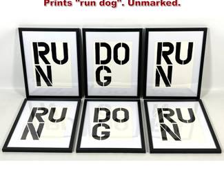 Lot 742 Christopher Wool set of 6 lithograph Prints run dog. Unmarked. 