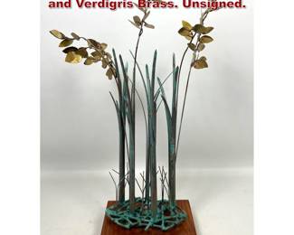 Lot 802 C. Jere Style Floral Sculpture, Brass and Verdigris Brass. Unsigned.