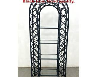 Lot 768 Tall Wine Bottle Rack Etagere Shelf. Black Iron. Good quality. 
