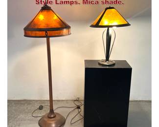 Lot 929 2pc Contemporary Arts and Crafts Style Lamps. Mica shade. 