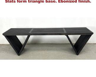 Lot 1008 Architectural Style Slat Bench. Slats form triangle base. Ebonized finish. 