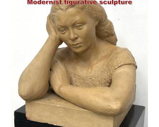 Lot 642 LINDA WU Plaster Bust Sculpture. Modernist figurative sculpture