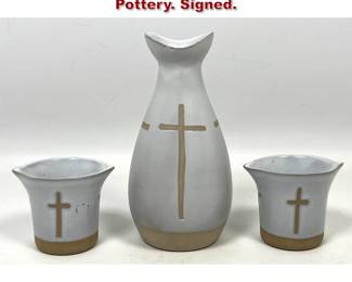 Lot 764 Gordon Martz Studio Sake Set. Pottery. Signed.
