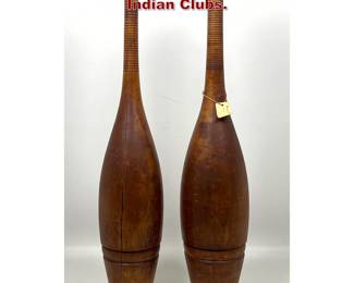 Lot 1065 Pair Vintage wood Turned Indian Clubs. 