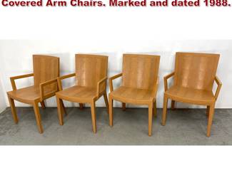 Lot 917 Set of 4 Karl Springer Snake Skin Covered Arm Chairs. Marked and dated 1988. 