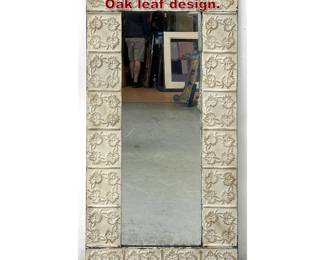 Lot 758 Repurposed Tin Framed Wall Mirror. Oak leaf design. 