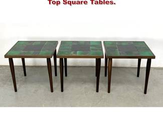 Lot 1033 3pc Set Mid Century Modern Tile Top Square Tables. 