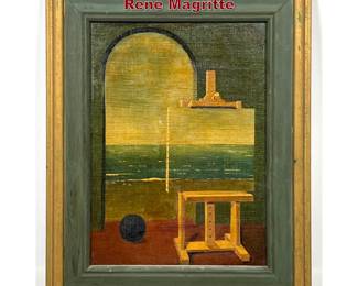 Lot 650 Surrealist Painting on Board After Rene Magritte