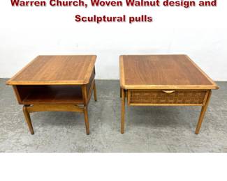 Lot 939 2pcs Lane Perception end tables by Warren Church, Woven Walnut design and Sculptural pulls