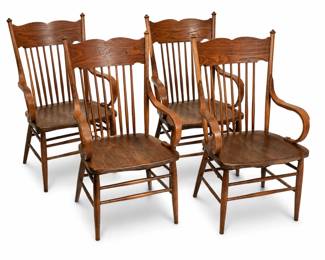 Set of 4 Antique Oak Arm Chairs bid #36