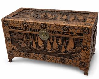 Hand-Carved Vintage Camphor Chest bid #12