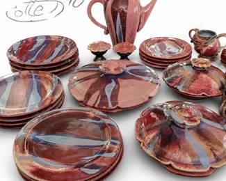 Art Pottery Dinnerware, Artist Signed 1990 bid #37