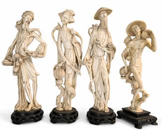 Set of 4 tall slender Resin Chinese Figures bid #25