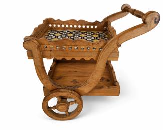 Mediterranean Tile-Top Serving Cart hid #92