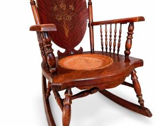 Vintage Rocker with Inlaid Flamed Mahogany Back bid #28