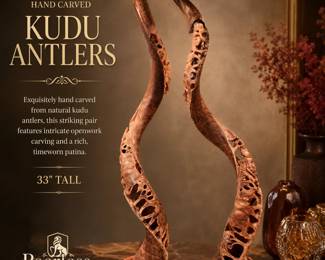Pair Hand-Carved Kudu Antlers bid #57