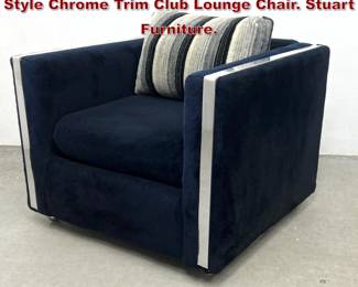 Lot 1408 Mid Century Modern Baughman Style Chrome Trim Club Lounge Chair. Stuart Furniture. 