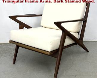 Lot 1224 Poul Jensen Z Lounge Chair. Triangular Frame Arms. Dark Stained Wood. 