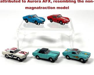 Lot 1582 5pcs HO scale electric slot cars is attributed to Aurora AFX, resembling the nonmagnatraction model