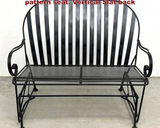 Lot 1534 Iron settee glider with diamond pattern seat. Vertical Slat back 