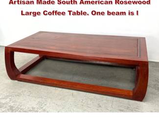 Lot 1410 One beam is loose 60s Vintage Artisan Made South American Rosewood Large Coffee Table. One beam is l