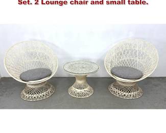 Lot 1522 3pcs Woodard style Patio Garden Set. 2 Lounge chair and small table. 