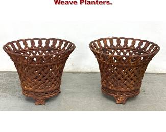 Lot 1533 Pair Iron Garden Basket Weave Planters. 