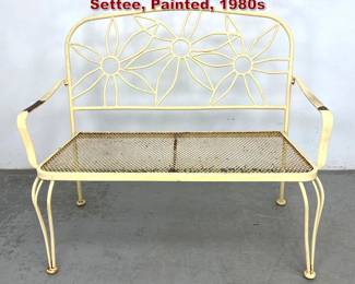 Lot 1531 Vintage Wrought Iron Floral Garden Settee, Painted, 1980s