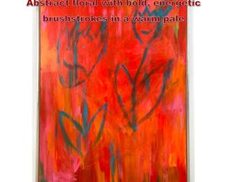 Lot 1431 HE 03 Large oil painting on canvas. Abstract floral with bold, energetic brushstrokes in a warm pale