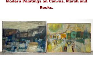 Lot 1425 2pcs Carol Suchinsky Abstract Modern Paintings on Canvas. Marsh and Rocks. 