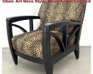 Lot 1376 Councill Leopard Upholstered Club Chair. Art Deco Style. Clean Fabric Labeled