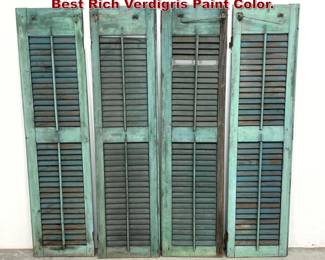 Lot 1528 Set 4 Vintage Window Shutters. Best Rich Verdigris Paint Color. 