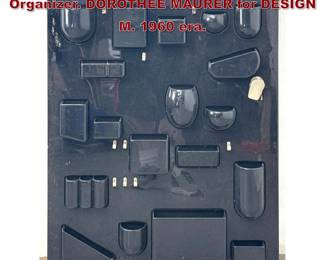 Lot 1314 Black Plastic Oten. Silo I Wall Organizer. DOROTHEE MAURER for DESIGN M. 1960 era. 