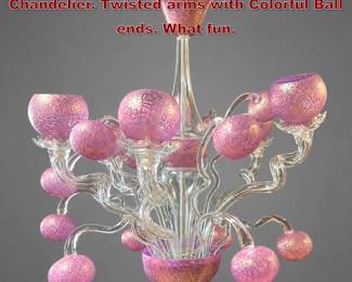 Lot 1284 Fanciful Italian Murano Glass Chandelier. Twisted arms with Colorful Ball ends. What fun. 