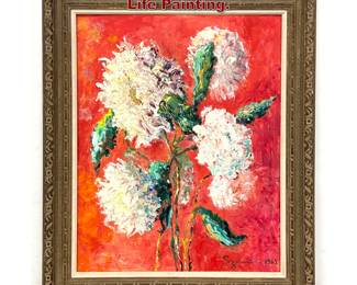 Lot 1440 Artist Signed 1962 Modernist Still Life Painting. 