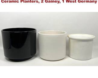 Lot 1315 3 Architectural Pottery Glazed Ceramic Planters, 2 Gainey, 1 West Germany