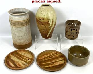 Lot 1494 6pc Studio Art Pottery Lot. Most pieces signed. 