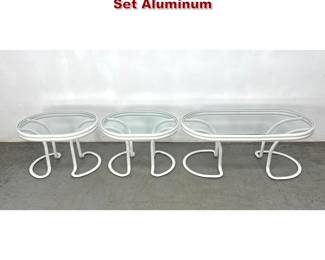 Lot 1553 3pc Glass Top Brown Jordan Table Set Aluminum