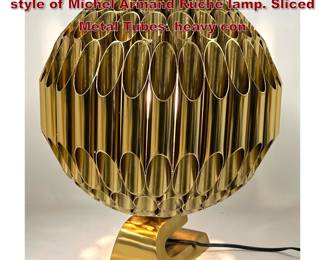 Lot 1260 Solid Heavy Ball Table Lamp. in the style of Michel Armand Ruche lamp. Sliced Metal Tubes. heavy con
