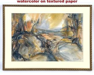 Lot 1278 B. DeVault 73 abstract modern watercolor on textured paper 