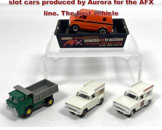 Lot 1568 Collection including four HOscale slot cars produced by Aurora for the AFX line. The first vehicle 