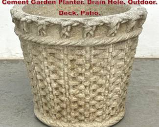 Lot 1546 Woven style Large Concrete Cement Garden Planter. Drain Hole. Outdoor. Deck. Patio. 