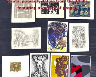 Lot 1319 10pc Collection of modernist prints, primarily dating from the 1960s, featuring a variety of graphic