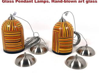 Lot 1357 Pair Contemporary Modern Art Glass Pendant Lamps. Handblown art glass 