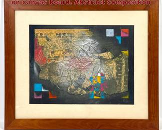 Lot 1269 Taro Ichihashi mixed media collage on canvas board. Abstract composition