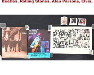 Lot 1302 Music Ephemera and Posters. Beatles, Rolling Stones, Alan Parsons, Elvis. 