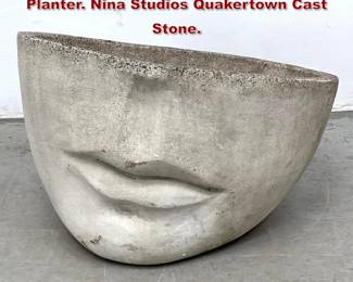 Lot 1537 Large Fornasetti Style Face Planter. Nina Studios Quakertown Cast Stone. 