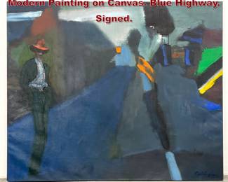 Lot 1470 Large Norman Rubington Abstract Modern Painting on Canvas. Blue Highway. Signed. 