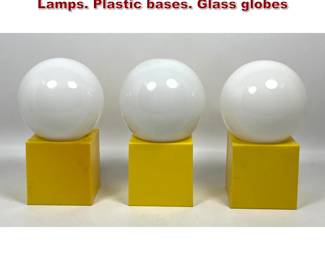 Lot 1482 60s70s Mod Vintage Accent Lamps. Plastic bases. Glass globes
